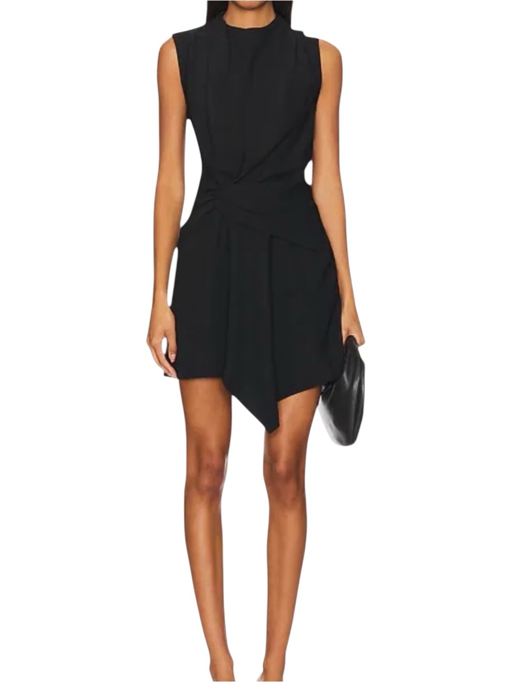 NWT A.L.C. Dion Crepe Sleeveless Round Neck Draped Faux Wrap Mini Dress, Size 4